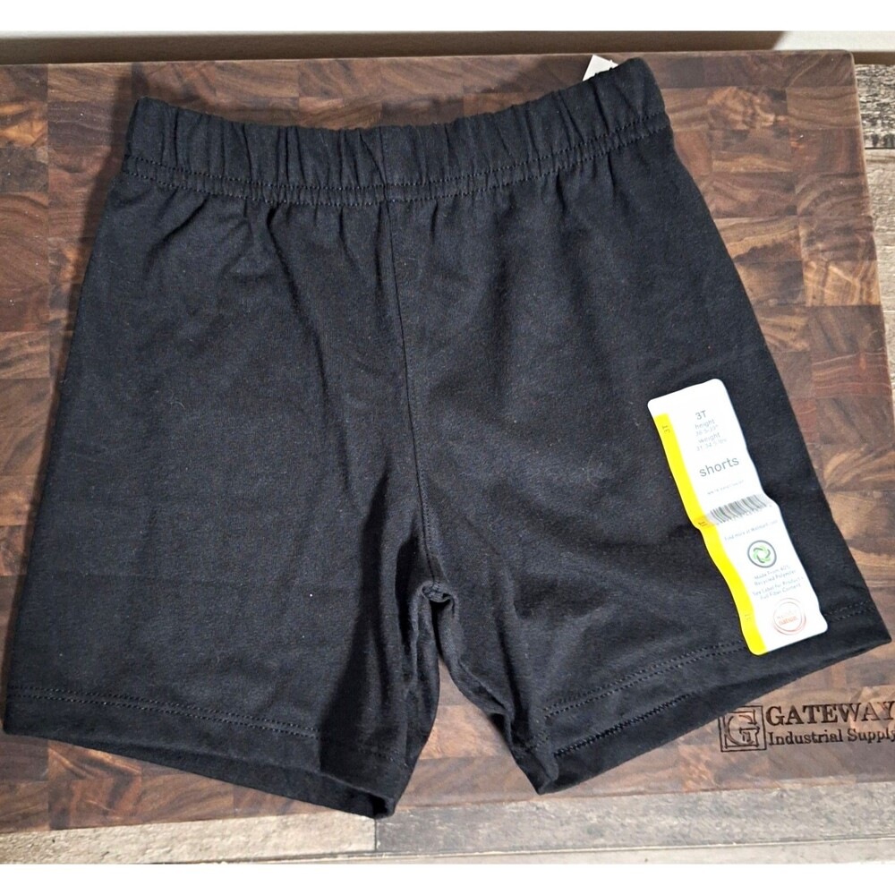 Wonder Nation unisex baby toddler 3T black solid pull-on‎ jersey shorts elastic